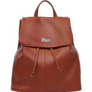 BOYATU Vegan Leather Drawstring Backpack - Cognac Brown - Like New